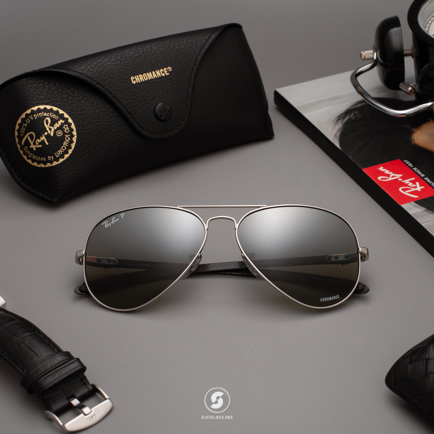 Ray-Ban RB8317CH 003/5J Carbon Fibre Mirror Chromance Polari