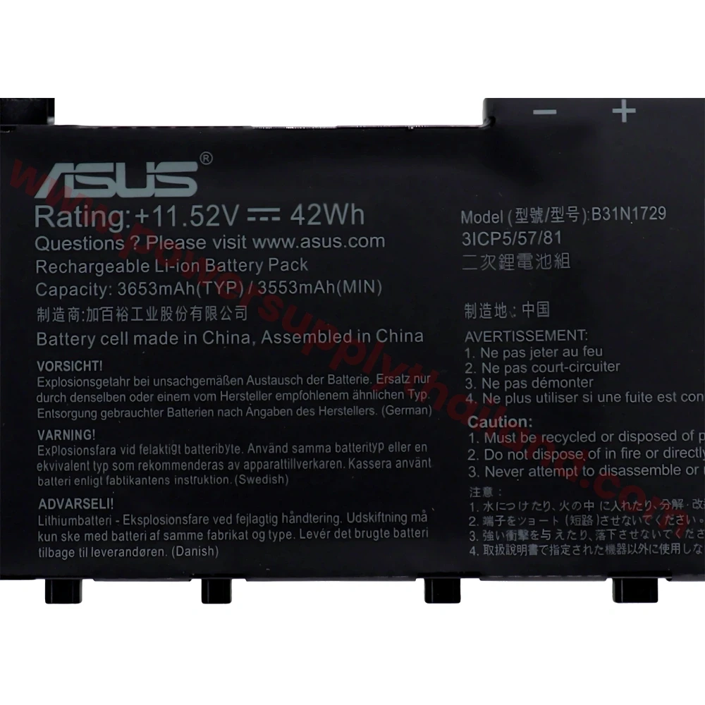 Battery Asus S530 V530 X530 Original ลดราคาพิเศษ B31N1729 แบตเตอรี่ Asus S530 V530 X530 Series