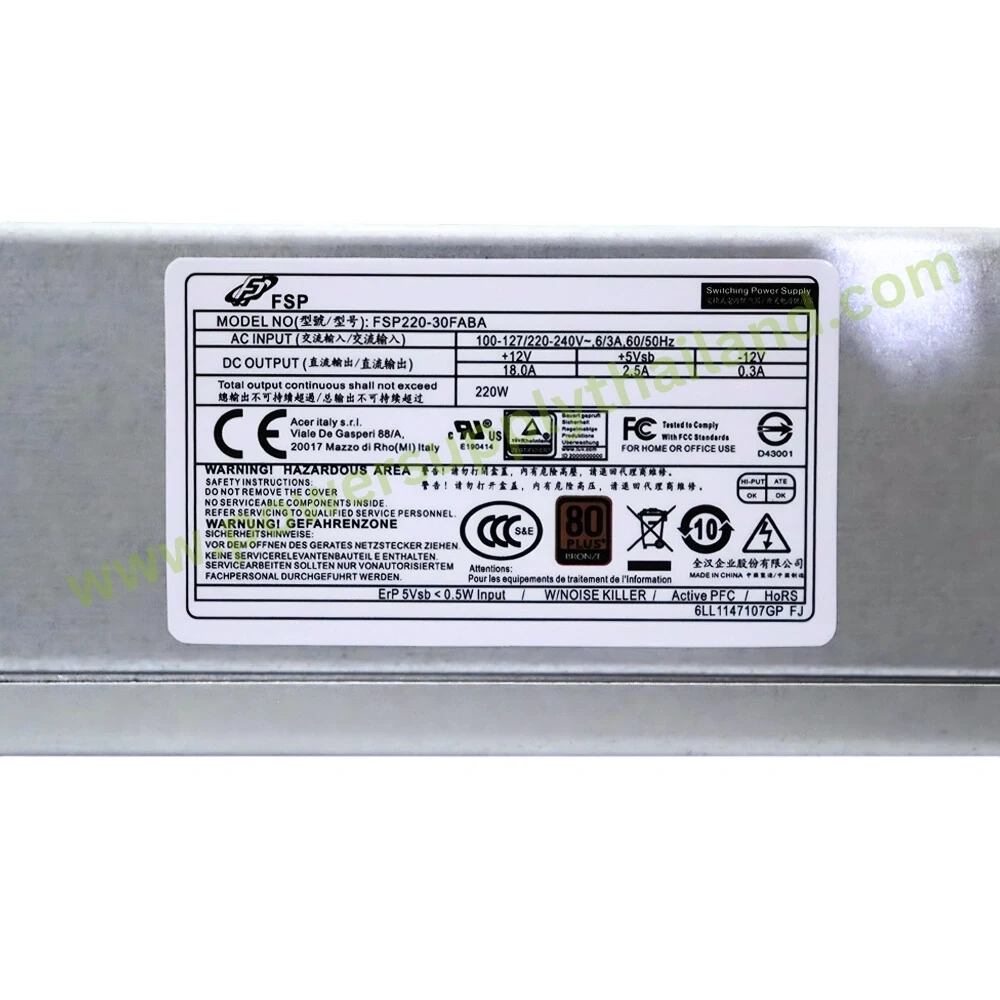 ใหม่ Power Supply Acer Veriton X2611G ลดราคา 220W PS-3221-9AE , DPS-220UB PSU Acer X2611G ขายพาวเวอร์ซัพพลาย Acer ทุกรุน