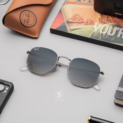 RayBan RB3548N 004/71 hexagonal Grey Gradient Dark Grey