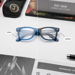 Ray-Ban Wayfarer Ease Change Collection RX4340V 8384 Photo Striped Blue