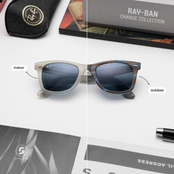 Ray Ban Wayfarer Change Collection RB2140F 1407R5 Photo Striped Light Blue