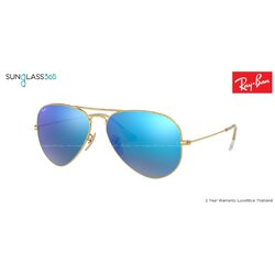 Ray-Ban RB3025 112/17 Aviator Matte gold Frame Blue mirror Lenses