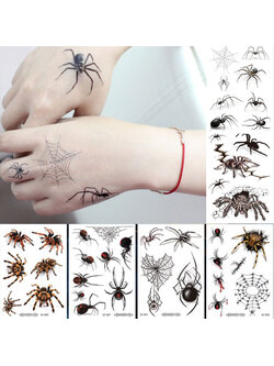 Tattoo Halloween แทททูฮาโลวีน สติ๊กเกอร์แต่งหน้าลายแมงมุม #F