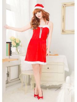 ชุดซานต้า ซานตี้ คริสต์มาส แบบชุดสายเดี่ยว