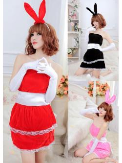 ชุดกระต่าย เดรสเกาะอก ผ้ากำมะหยี่