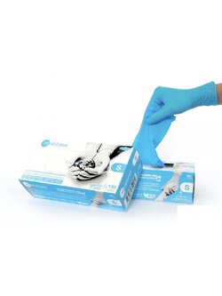 ถุงมือไนไตรล์ ศรีตรังโกลฟส์ (SRI TRANG GLOVES NITRILE NOF) แบบไม่มีแป้ง ขนาด S, M, L (100 ชิ้น/กล่อง)