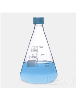 ขวดรูปชมพู่พ้อมฝาเกลียว Erlenmeyer flask with screw cap, ISOLAB