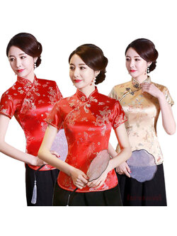 เสื้อกี่เพ้า เสื้อตรุษจีนผู้หญิง เสื้อคอจีน เสื้อจีนเฉพาะเสื้อ