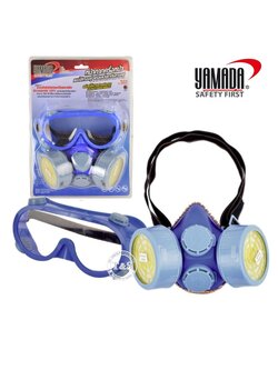 YAMADA รุ่น 522 หน้ากากครึ่งหน้าแบบไส้กรองคู่พร้อมแว่นตา