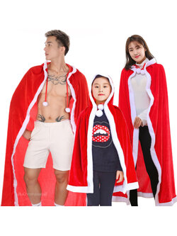 ผ้าคลุมคริสต์มาสยาวมีฮูด ผ้าคลุมสีแดง ผ้าคลุมซานตาครอสชายหญิง