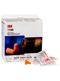 3M 1100 โฟมอุดหูลดเสียง ชนิดไม่มีสาย 1 กล่อง ( 200 คู่)