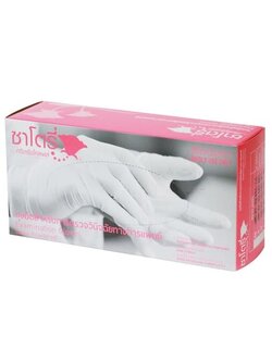 ถุงมือยางแบบมีแป้ง (100ชิ้น) กล่องชมพู ซาโตรี่ by ศรีตรังโกลฟ์