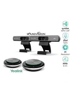 SOUNDVISION VC 4K PRO(120) SET DOUBLE 1 กล้อง EPTZ สำหรับห้องประชุมออนไลน์ พร้อมไมค์ประชุมทางไกล