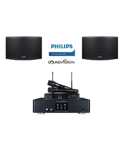 ชุดคาราโอเกะ (ลำโพง PHILIPS CSS-1310/98 แอมป์ SOUNDVISION DKA-900 ไมค์ลอย SU-850DA/HT)