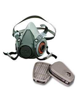 หน้ากากกรองคู่ สีเทา 3M 6200+ตลับกรอง 3M6001