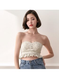 Lism S-015 เสื้อครอปเกาะอกชายระบาย