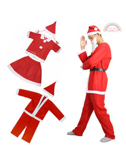 ชุดซานต้าเด็ก แซนตี้เด็ก แบบผ้าสำลีบาง เนื้อหยาบ