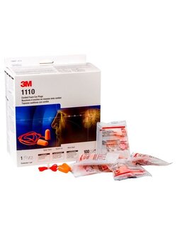 3M 1110 โฟมอุดหูลดเสียง ชนิดมีสาย 1 กล่อง ( 100 คู่)