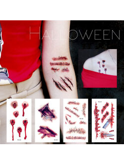 แทททู สติ๊กเกอร์แต่งหน้ารอยแผล แต่งหน้าผีฮาโลวีน #B