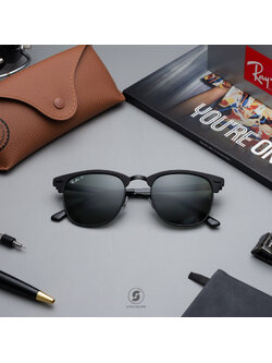 Ray-Ban RB3716 186/58 Clubmaster Metal Black Top Matte G-15 Polarized