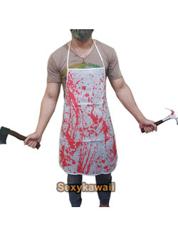 ผ้ากันเปื้อนฮาโลวีน ผ้ากันเปื้อนพิมพ์รอยเลือด