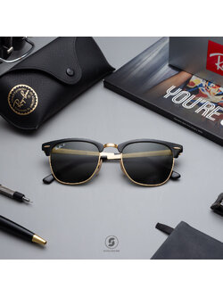 Ray-Ban RB3716 187/58 Clubmaster Metal Gold top black Polarized