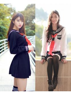 ชุดนักเรียนญี่ปุ่น แขนยาว ริบบิ้นแดง งานเกรด A