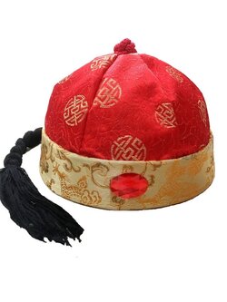 หมวกตรุษจีน หมวกเถ้าแก่น้อย หมวกจีนโบราณ หมวกจีนหางเปีย