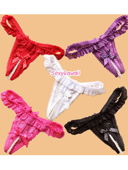 กางเกงในลูกไม้จีสตริง แต่งโบว์ UN-168-172