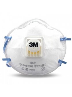 3M 8822 P2 หน้ากากป้องกันฝุ่นละอองและฟูมโลหะ (10ชิ้น/กล่อง) Particulate Respirator with Valve