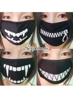 ผ้าปิดจมูกแฟชั่น ลายอีโมชั่นน่ารัก สีดำ Emotion Black