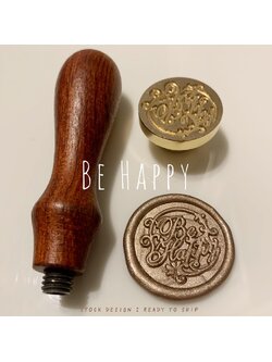 "Be Happy" Wax stamp (ตราประทับ)ด้ามไม้