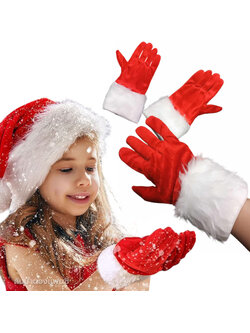 ถุงมือซานต้า ถุงมือแซนตี้ ถุงมือคริสต์มาสสีแดง