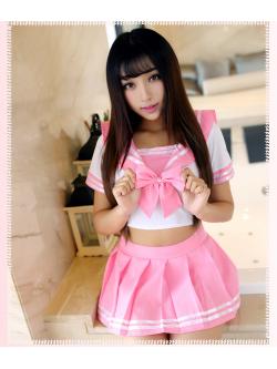 ชุดนักเรียนญี่ปุ่น คอปกกะลาสี สีชมพู โบว์ใหญ่