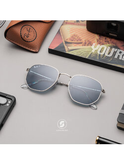 Ray Ban RB3548N 003/02 Hexagonal Silver Blue Polarized