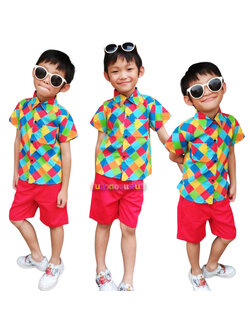 ชุดแหยมเด็ก ชุดเด็กคัลเลอร์ฟูล ชุดงานวัดเด็ก ชุดย้อนยุค