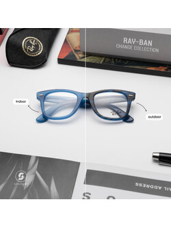 Ray-Ban Wayfarer Ease Change Collection RX4340V 8384 Photo Striped Blue
