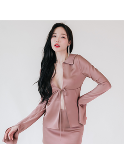 Lism S-068 The Silk Tie Front Shirt เสื้อเชิ้ตผูกหน้าสุดเก๋