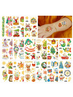 Tattoo Christmas แทททูคริสต์มาสประกายทอง สติ๊กทูคริสต์มาสขอบทอง