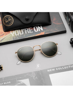 RayBan RB3447 001/58 Round Metal Polarized Green