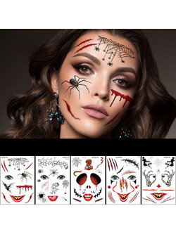Tattoo แต่งหน้าผีฮาโลวีน สติ๊กทู ลวดลายรอยแผล ลายฮาโลวีนสำหรับตกแต่งร่างกาย