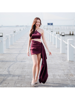 Lism D-087 Satin Drape Illusion Dress ชุดเดรสซาตินสุดหรู