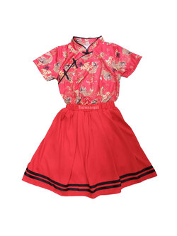 ชุดตรุษจีนเด็กผู้หญิง ชุดเซทเสื้อกระโปรง