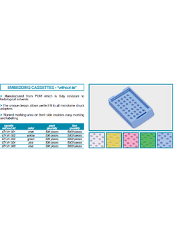 ตลับใส่ชิ้นเนื้อ EMBEDDING CASSETTE W/O LID- 500/PK - ISOLAB