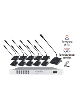 SOUNDVISION DCS-800-PRO SET ชุดไมค์ประชุมใช้สาย ดิจิตอล 11 ท่าน (ไมค์ประธาน 1 ท่าน ไมค์ผู้ร่วมประชุม 10 ท่าน)