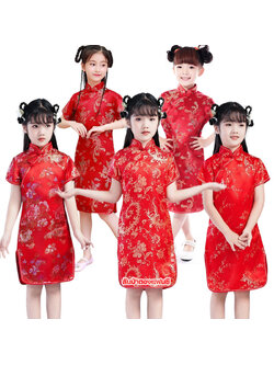 ชุดกี่เพ้าเด็กงานปัก ชุดตรุษจีนเด็กผู้หญิง