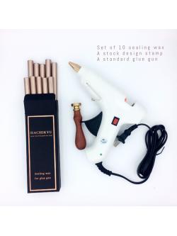 Full set of 10 sealing wax + glue gun + a stock design stamp