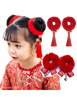 ยางรัดผมโดนัท ที่รัดผมจุกสองข้าง พร็อพผมสไตล์จีนอาหมวย ที่รัดผมตรุษจีน