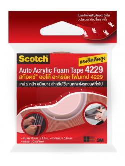 3M 4229 สก็อตซ์เทปโฟมดำอะคริลิคสองหน้า (1.2มม.x2.5 เมตร) 1 ม้วน